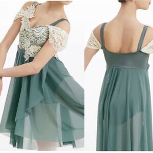 WEISSMAN Dance Costume ballet sage green leotard dress I REST 10935 LC child